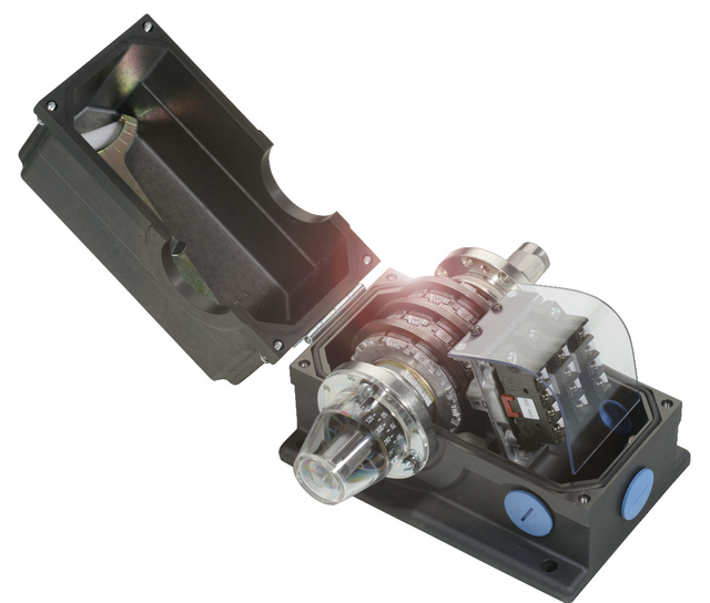 Cam Limit Switches mounted to a rotating shaft to determine position at